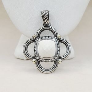 David Yurman Renaissance White Agate Diamond Pendant Enhancer With Gold